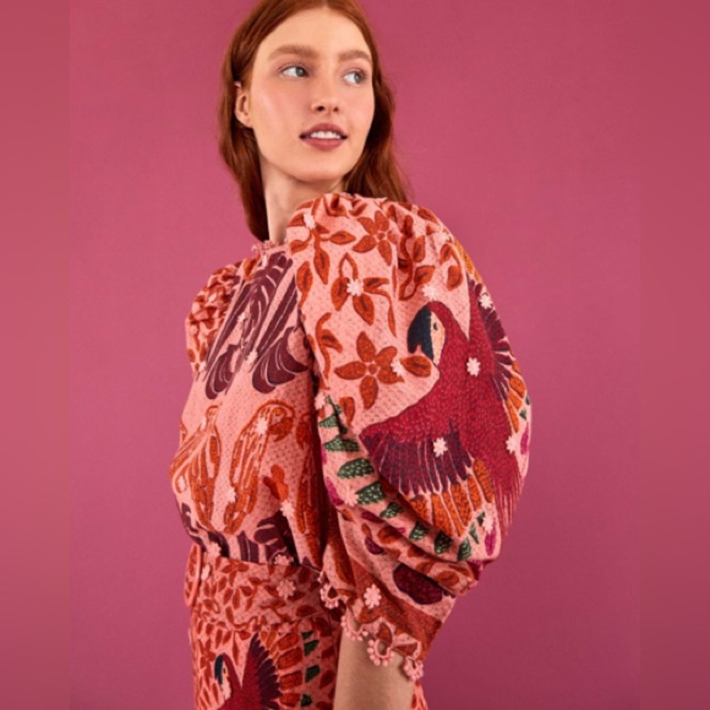 Farm Rio Ainika Macaws Blouse XS
